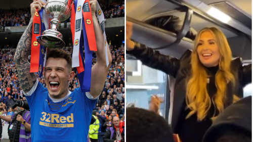 Rangers WAG Ashleigh Jack leads party after hubby Ryan strikes in cup final