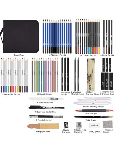 Bview Art 83 Pack Stuff Diverse art Pencils Sketching Art Set for Begi - ArchTechZ