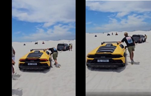 WATCH: R5m Lamborghini stuck in sand dunes in Cape Town