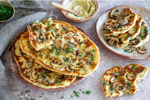 Mushroom and paneer-stuffed naan is pan-fried deliciousness