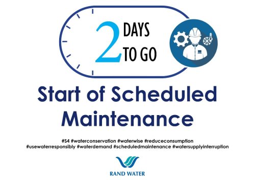 Rand Water: 53-hour planned maintenance to affect 6 municipalities
