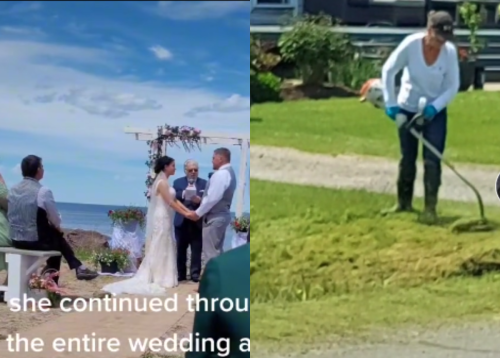 Spiteful neighbour starts up lawnmower during couple’s wedding [watch]