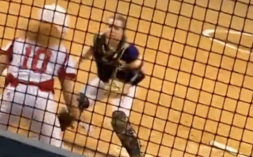 Look: Insane Softball Play At The Plate Is Going Viral