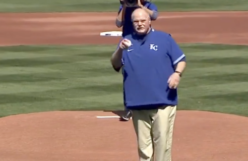 Video: Andy Reid's First Pitch At MLB Game Is Going Viral
