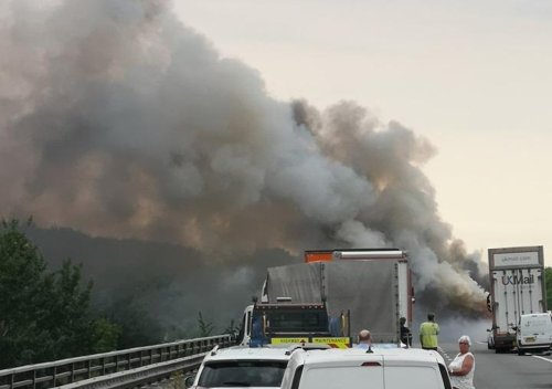 Picture shows extent of lorry blaze on South Yorkshire motorway as drivers advised road will be closed all night