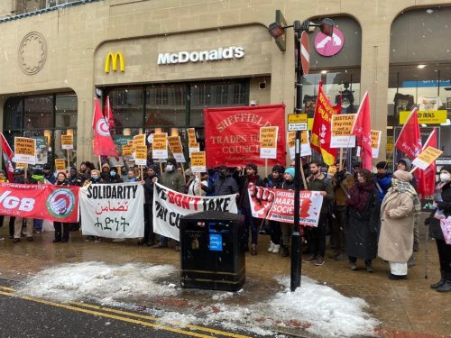 Fast food couriers have been picketing Sheffield's three McDonald's - now they are staging a demo