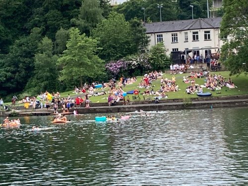 Swimmers pictured in lake at packed Sheffield park despite safety warning