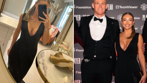 Scott McTominay’s stunning girlfriend Cam joins no bra club in elegant black dress for Man Utd Player of the Year awards