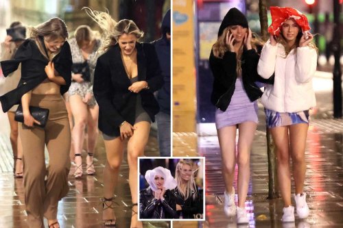 Brave boozers leave their coats at home as they hit the town despite 90mph storm