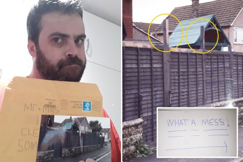 Couple who spent £60k renovating home posted snooty picture by busybody neighbour branding fence ‘a mess’