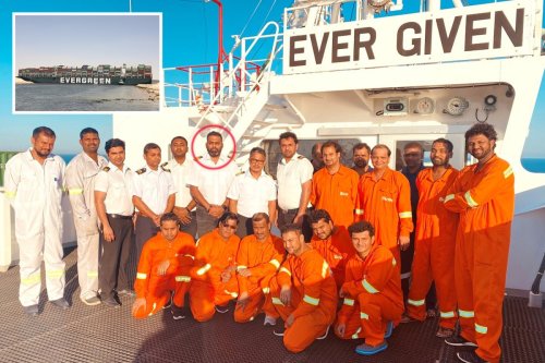 Captain and crew of ‘megaship’ that blocked Suez canal pictured for first time