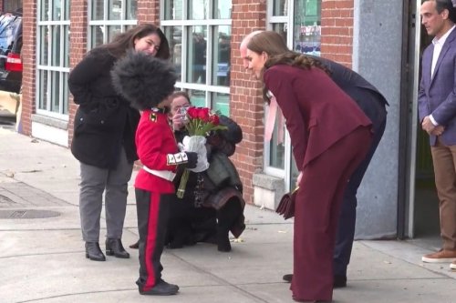 Adorable moment Princess Kate and Prince William meet young Royal guard who waited hours to greet them on Boston visit