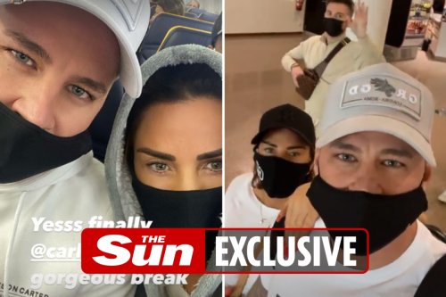 Katie Price jets off on first flight to Portugal for baby-making holiday with fiance Carl Woods