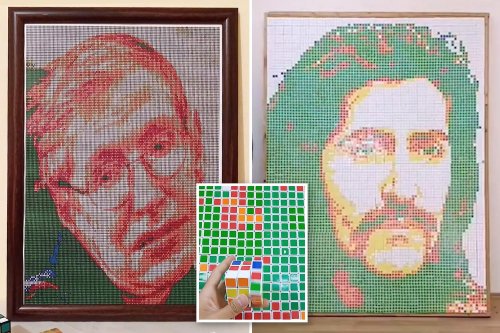 Talented artist takes cubism to the next level by painstakingly creating portraits using only Rubik’s Cubes