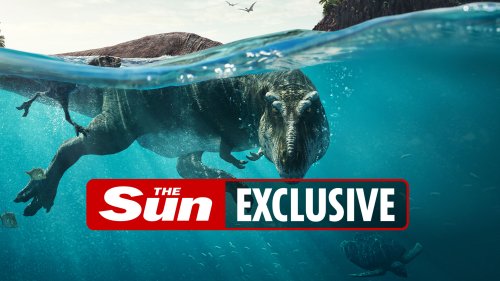 T-Rex swims in the sea with its young in new David Attenborough series