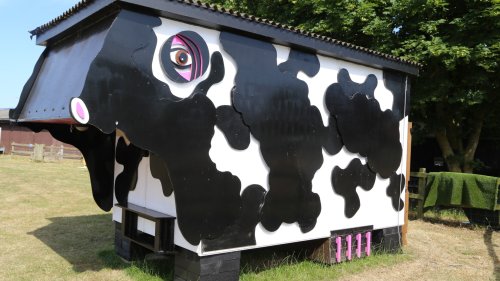 You can spend the night in a cow-shaped hut next to a farm – and kids love it