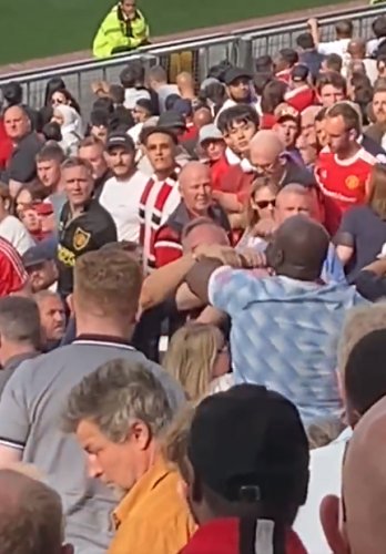 Watch Shocking Moment Brawl Erupts Between Man Utd Fans At Old Trafford ...