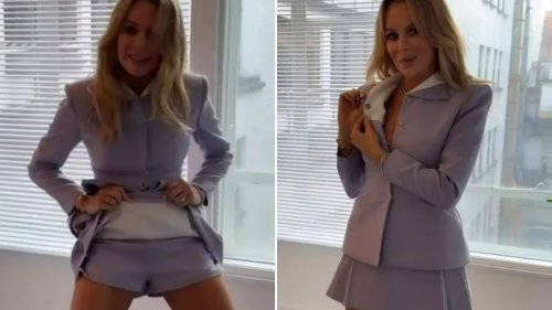 Amanda Holden FLASHES fans in hilarious video showing off outfit of the day and her tanned legs