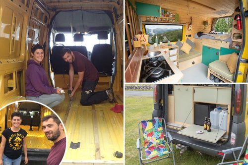 Couple turn battered DHL van into mini home for just £2k & it's now worth £15k