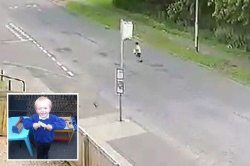 Moment boy, 4, crosses road alone after leaving school without anyone realising