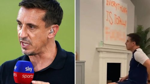 Nervous Gary Neville watches Salford on TV… but fans are all saying same thing about poster in Man Utd icon’s house