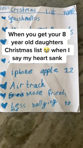 Mum’s ‘heart sinks’ after she finds eight-year-old daughter’s Christmas list, with some heartbreaking requests