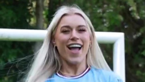 OnlyFans star Elle Brooke labelled ‘cutie with a booty’ as she jiggles bum before lining up penalty in a Man City shirt