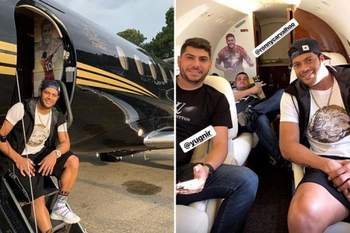 Brazil star Hulk boasts personalised private jet complete with his signature on side and self-portraits on walls