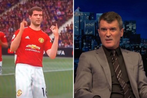 Watch as bemused Roy Keane is shown hilarious clip of his FIFA character dancing leaving Richards & Souness in stitches