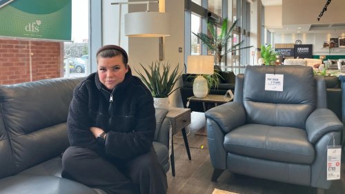 Nurse stages a sit-in protest at DFS store after furniture giant keeps delaying delivery of her new sofa