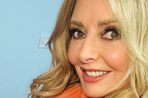 Carol Vorderman Looks Incredible As She Shows Off Her Curves In See Through Red And Orange Dress 2639