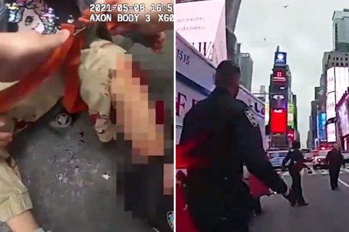 Dramatic moment NYPD cop saves girl, 4, and rushes her to ambulance after she was shot in Times Square