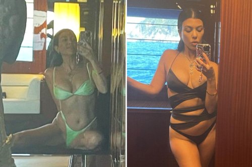 Kourtney shares old bikini pics as fans think she's pregnant with Travis' baby