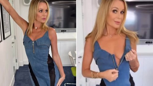 ‘You look beautiful’ cry Amanda Holden fans as she unzips dress and flashes her boob as she goes braless in denim outfit