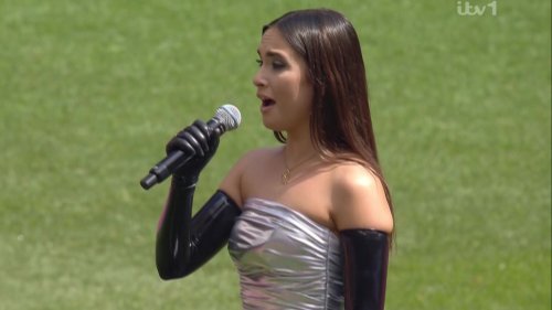 Fans baffled by FA Cup final national anthem singer’s ‘BDSM costume’ before Man City’s clash vs Man Utd