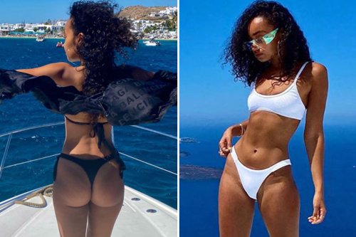 Little Mix’s Leigh-Anne Pinnock flashes her bum in a thong bikini on luxury holiday