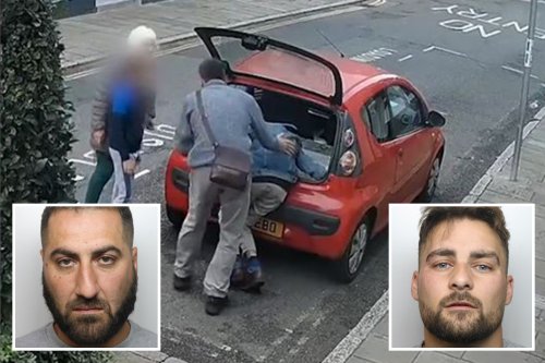Shocking moment thugs throw vulnerable OAP into the boot in random attack
