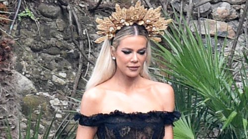 Khloe Kardashian stuns in ‘$2K’ crown & black dress as she parties with family after Kourtney & Travis Barker’s wedding