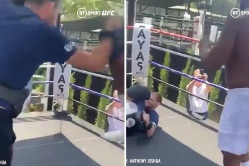 Watch Joshua 'floor' ex-UFC star with jumping knee as he enjoys MMA training