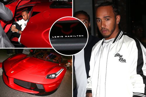 Lewis Hamilton heads to Kevin Hart’s LA birthday party in £2.4m custom Ferrari with name printed on door