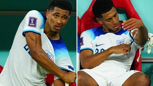 Jude Bellingham cuts bandage off arm after England star is subbed in amazing World Cup win over Senegal