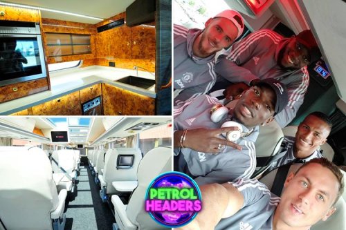 Man Utd boast a stunning £400k team bus that has suede seats, 45 individual TVs, ovens, fridges and coffee machines