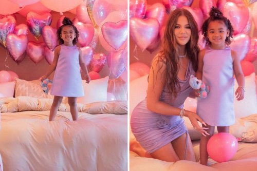 Khloe throws party for True's 3rd birthday with bouncy castle and Frozen stars