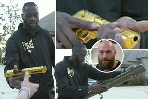 Deontay Wilder shocks television viewers by revealing huge haul of guns including golden pistol and BAZOOKA ahead of Tyson Fury fight