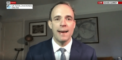 Eagle-eyed Sky viewers mock Dominic Raab's 'high tech interview security'