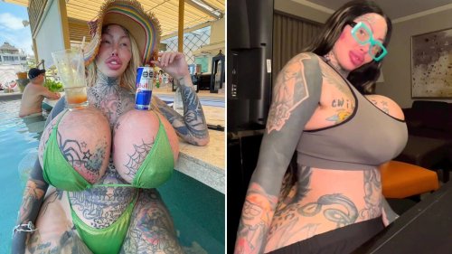 Surgery-addict 38J model shares shocking video after implant BURSTS in one of her 22lb boobs