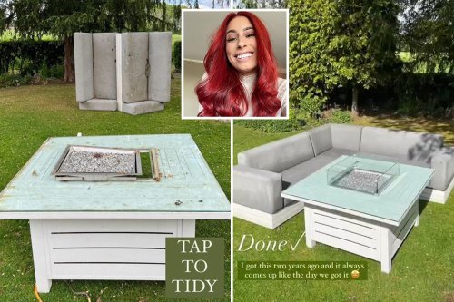 Stacey Solomon reveals jaw-dropping garden makeover after jet-wash transforms her grimy old firepit
