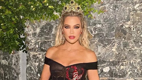 Khloe Kardashian shows off model thin frame in sheer ‘Queen of Hearts’ gown & $3.6K crown at Kourtney’s wedding