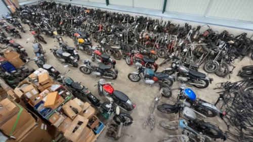 Inside massive abandoned motorbike collection transported from America in five shipping containers