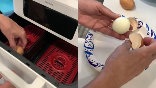 I air fry my boiled eggs – not only do they come out perfect, it’s so easy to get the shell off
